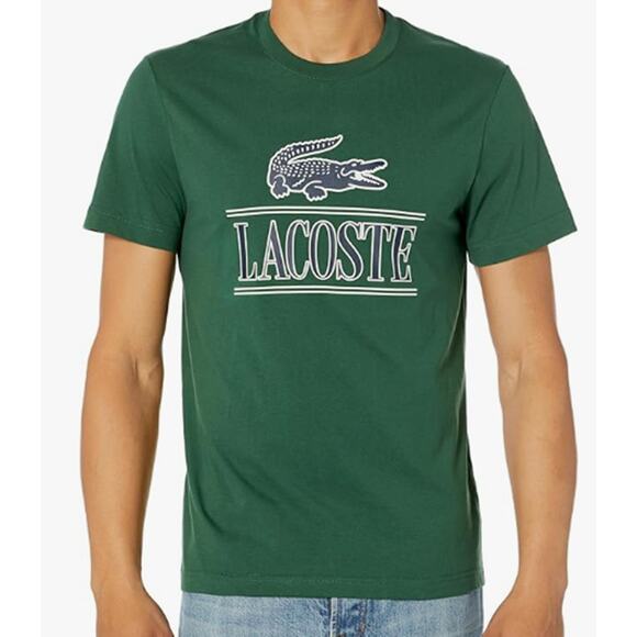 Lacoste Men's Short Sleeve Crew Neck Croc Graphic T-Shirt Vert M - Picture 1 of 3